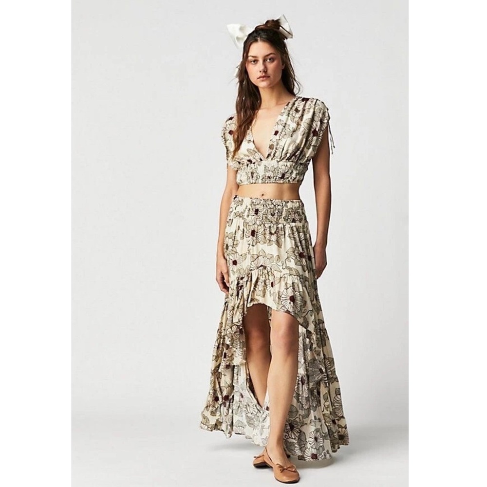 Free People Morning Sun Set Women's Small Floral Skirt Top Boho Festival